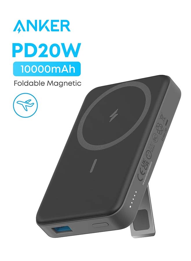 باور بنك للشحن مغناطيسي ولاسلكي وقابل للطي ومحمول بسعة 10000 مللي أمبير في الساعة وبقدرة 20 وات - Image 1